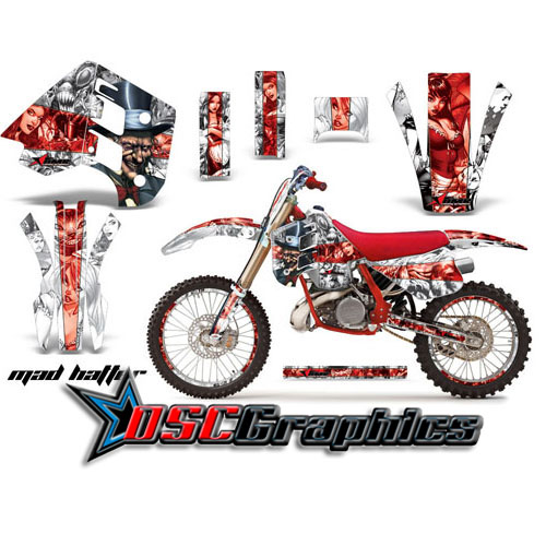 1990-1992 KTM C8 EXC Motocross Red Mad Hatter Graphic Kit