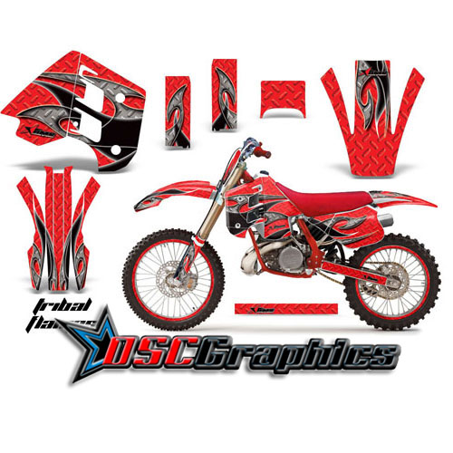 KTM C8 MXC 1990-1992 Motocross Red Tribal Flames Graphic Kit