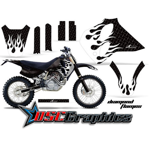 KTM C0 SX Four Stroke 1993-1997 Motocross Black Diamond Flames Graphic Kit