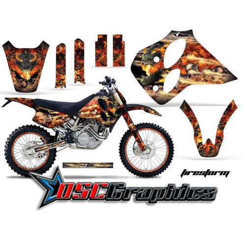 1993-1997 KTM C0 SX Four Stroke Motocross Black Firestorm Graphic Kit