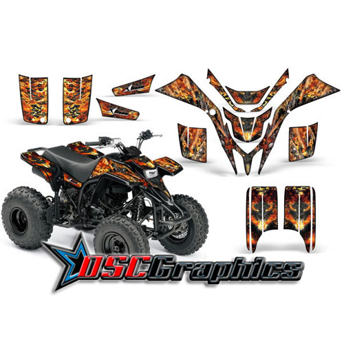 Yamaha Banshee Blaster YFS200 Quad Black Firestorm Graphic Kit Fits All Years