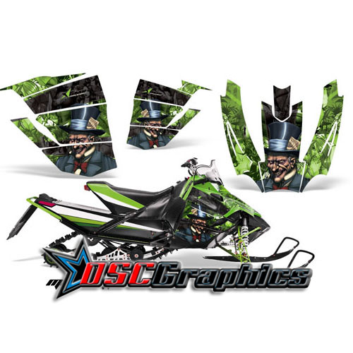 Arctic Cat Snow Pro 500 Snow Mobile Black Mad Hatter Vinyl Stickers