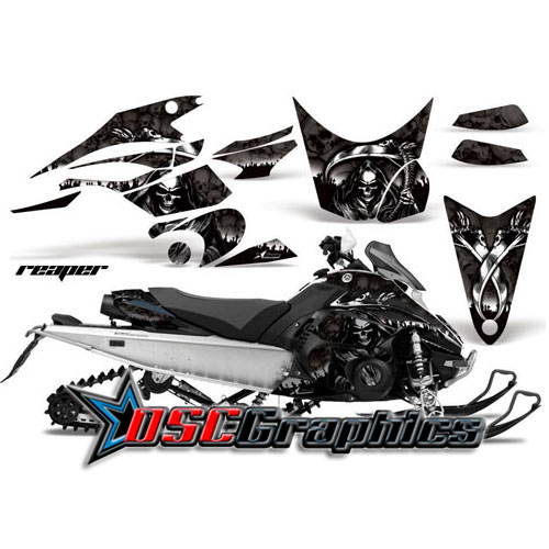 Snow Mobile Black Reaper Vinyl Graphics Fit Yamaha Banshee FX Nytro