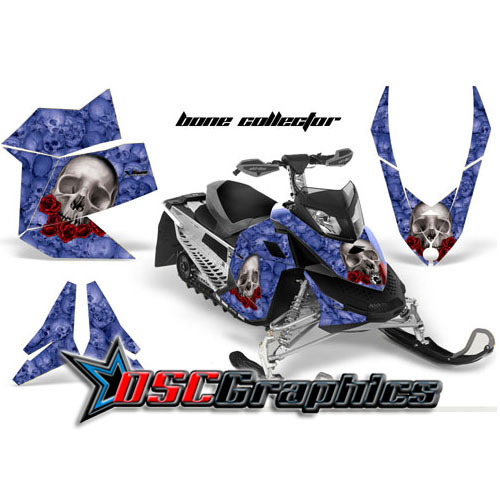 Ski Doo Rev XP Snow Mobile Blue Bone Collector Vinyl Wraps