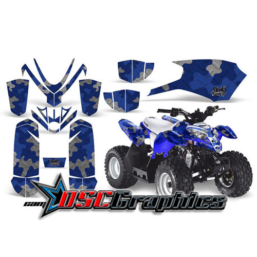 4X4 Blue Camo Plate Vinyl Wraps Fit Polaris Outlaw 50 2002-2010