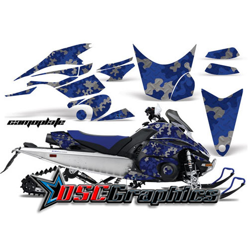 Yamaha Banshee Snow Mobile Blue Camo Plate Vinyl Graphics Fit FX Nytro