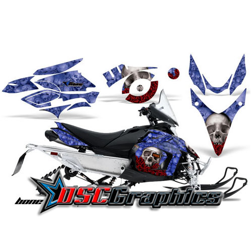 Yamaha Banshee Phazer GT Snow Mobile Blue Bone Collector Vinyl Graphics