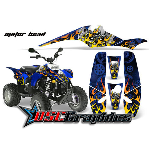 2008-2011 Polaris Trailblazer 400 Quad Blue Motor Head Vinyl Graphics