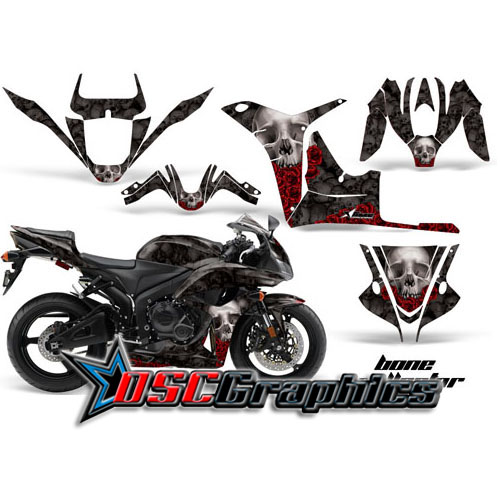 Honda CRB600RR Sport Bike Black Bone Collector Graphic Sticker Kit Fits 2007-2008