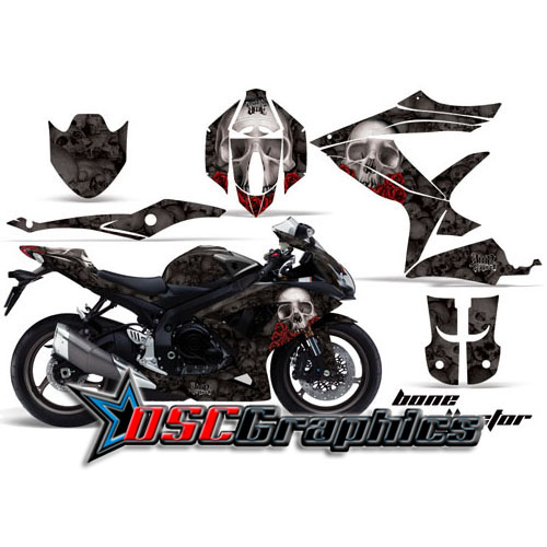 2008-2010 Suzuki GSXR 600 Sport Bike Black Bone Collector Graphic Kit