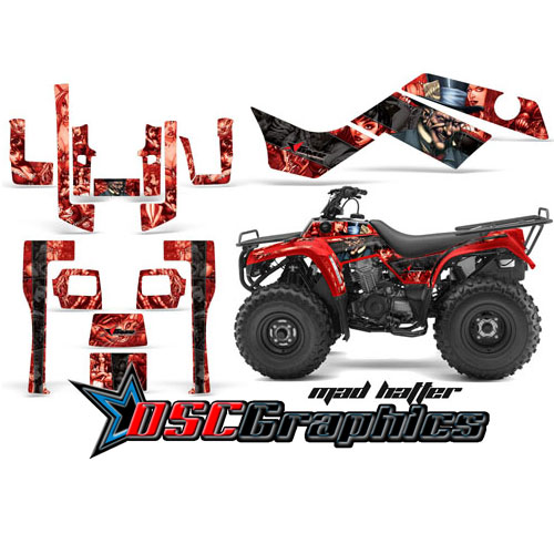 Kawasaki Bayou 250 ATV Red Mad Hatter Vinyl Graphic Kit