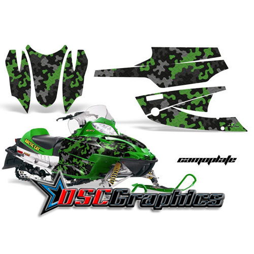 Snow Mobile Green Camo Plate Vinyl Wraps Fit Arctic Cat Sabercat F5