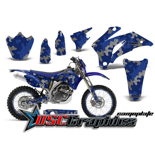 Yamaha Banshee WR450F Motocross Blue Camo Plate Vinyl Kit Fits 2007-2011