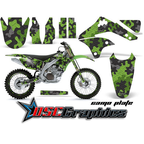 Kawasaki KXF450 2006-2008 Motorcycle Green Camp Plate Graphic Kit