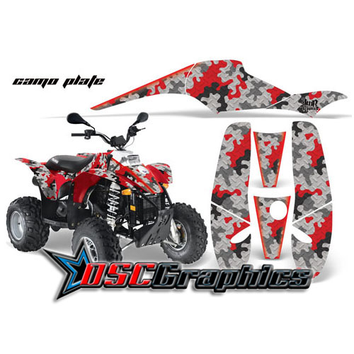 Polaris Trailblazer 200 2008-2011 Quad Red Camo Plate Vinyl Graphics