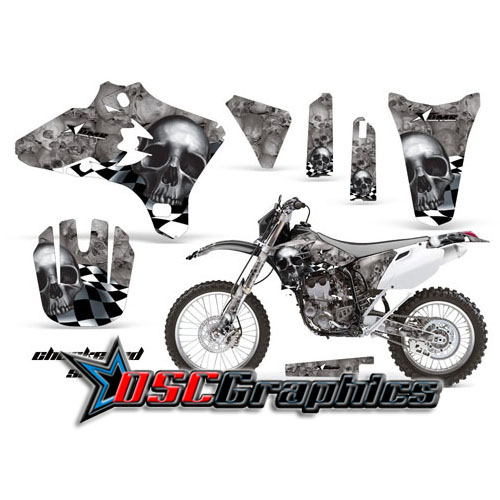 Yamaha Banshee WR450F 2005-2006 Motocross Gray Checkered Skull Graphic Sticker Kit