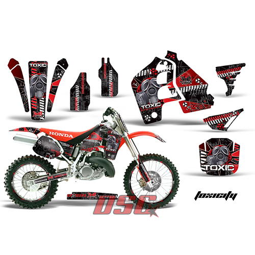 1991-2001 Honda CR500 Toxicity Red and Black Moto Vinyl Graphic Wrap Kit