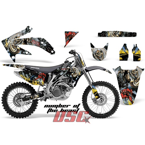 Black Number of the Beast Dirt Bike Vinyl Sticker Graphic Wrap Kit 2009-2012 Honda CRF 450R