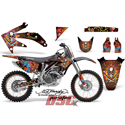 Vinyl Graphic Wrap Pirates Black Motocross Kit 2009-2012 Honda CRF 450R