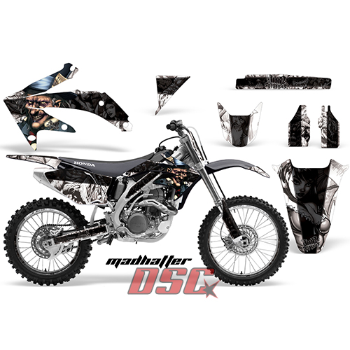 Mad hatter Motocross Black Decal Graphic Wrap Kit 2005-2008 Honda CRF 450R