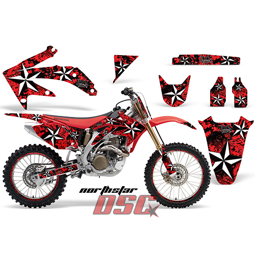 Moto 2005-2008 Honda CRF 450R North Star Red Decal Graphic Wrap Kit