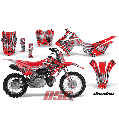 Deaden Red Moto 2013 Honda CRF110 Vinyl Graphic Wrap Kit