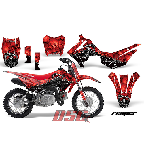 2013 Honda CRF110 Reaper Red Moto Vinyl Graphic Wrap Kit