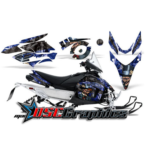 Snow Mobile Dark Blue Madhatter Vinyl Graphics Fit Yamaha Banshee Phazer RTX