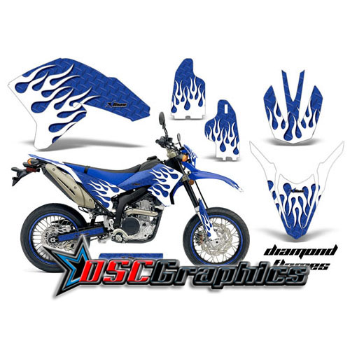 2007-2008 Yamaha Banshee WRX Motocross Blue Diamond Flames Sticker kit