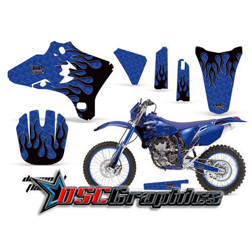 2003-2004 Yamaha Banshee WR Motocross Blue Diamond Flames Graphic Sticker Kit