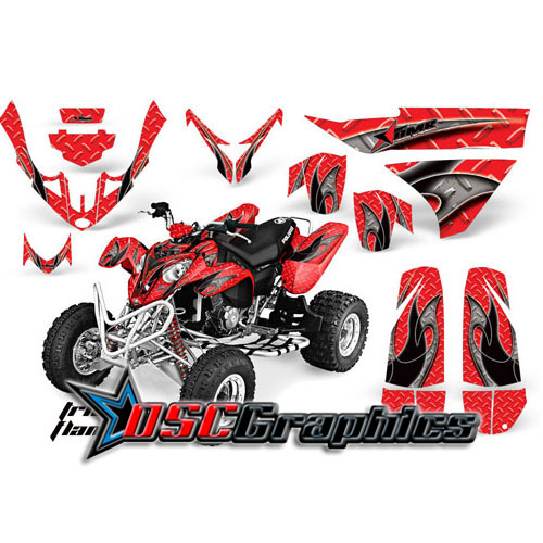 ATV Red Tribal Flames Graphic Stickers Fit Polaris Predator 500