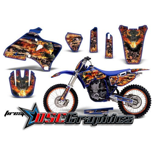 2001-2002 Yamaha Banshee YZ Motocross Blue Firestorm 4 Stroke Graphic Kit