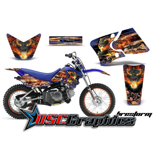 Yamaha Banshee TTR50 2006-2009 Motocross Blue Firestorm Vinyl Graphic Kit