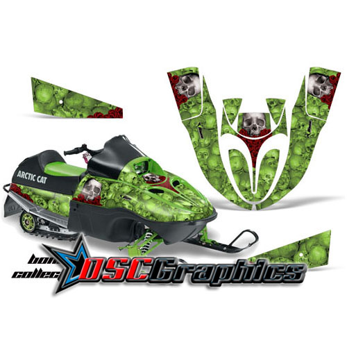 Snow Mobile Green Bone Collector Vinyl Graphics Fit Arctic Cat 120 SnoPro