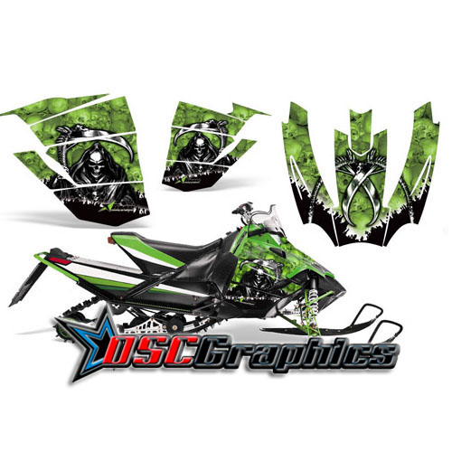 Snow Mobile Green Reaper Vinyl Stickers Fit Arctic Cat Snow Pro 500