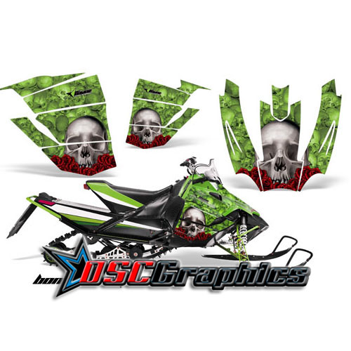 Snow Mobile Green Bone Collector Vinyl Stickers Fit Arctic Cat Snow Pro 600