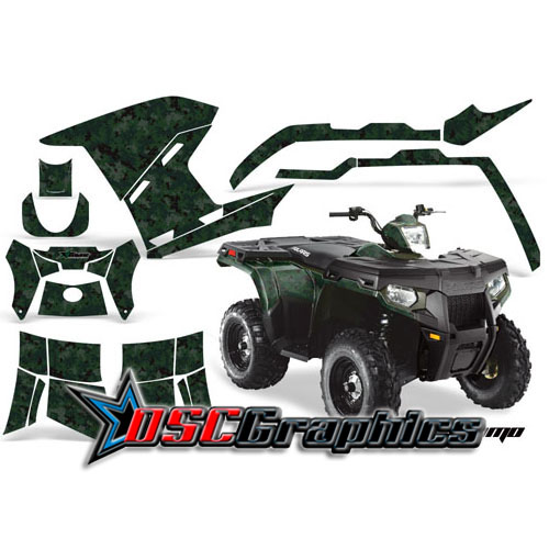 Polaris Four Wheel Green Digi Camo Vinyl Wraps Fit Sportsman 500