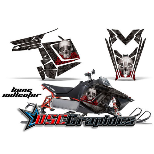 Polaris Rush 2010-2012 Snow Mobile Grey Bone Collector Graphic Stickers