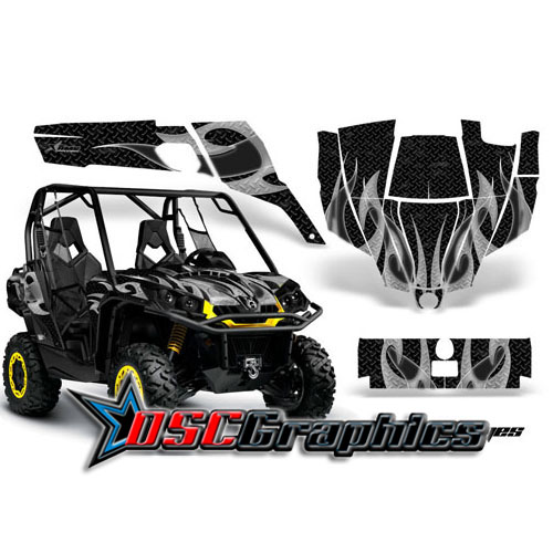 2011 CanAm BPR Commander 1000 Side X Side Grey Tribal Flames Vinyl Graphics Kit