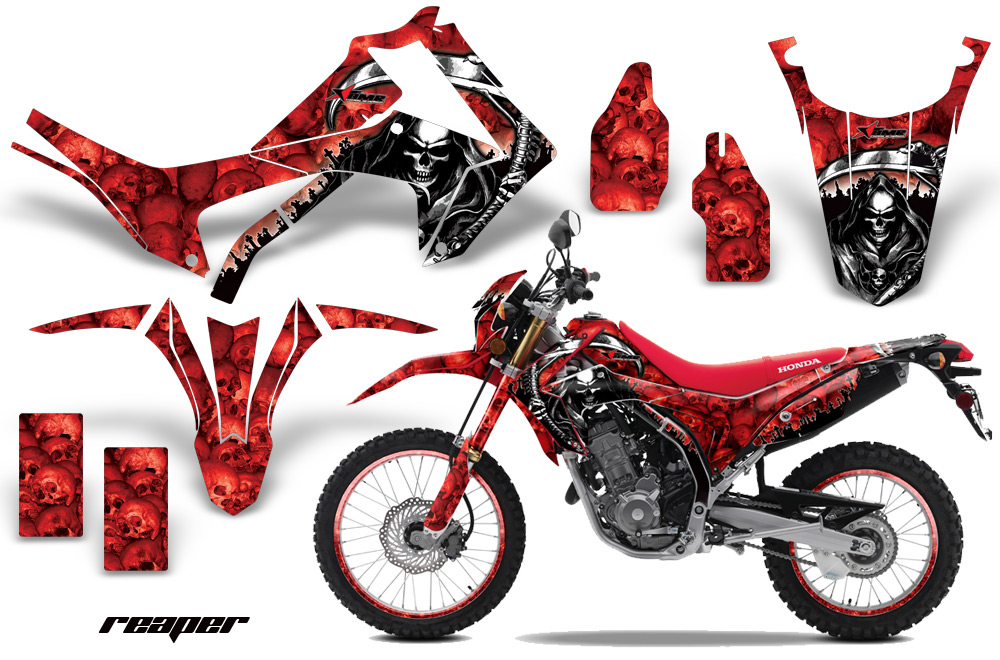 Vinyl Graphic Wrap Mad Hatter Red and Black Motocross Kit 2013 Enduro Honda CRF 250L