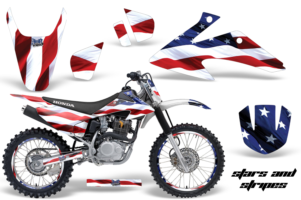 Stars and Stripes Dirt Bike Vinyl Sticker Graphic Wrap Kit 2003-2007 Honda CRF 230F