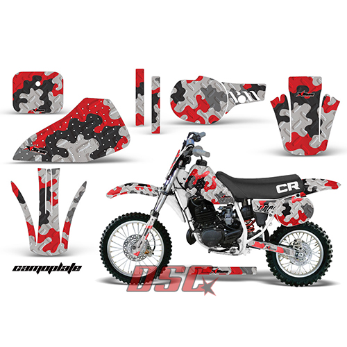 Camo Plate Red Moto 1984-1985 Honda CR60 Vinyl Graffix Wrap Kit