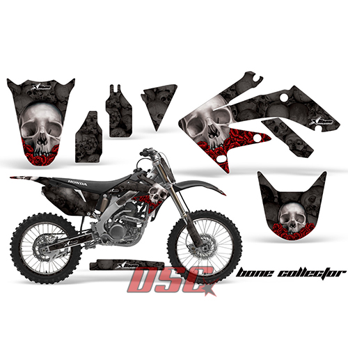 Bone Collector Black Moto Vinyl Decal Graphic Wrap Kit 2004-2009 Honda CRF 250R