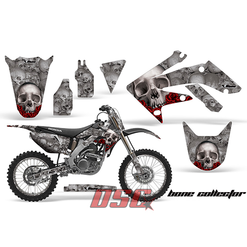 Bone Collector Silver Moto Vinyl Decal Graphic Wrap Kit 2010-2012 Honda CRF 250R