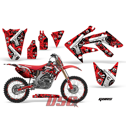 Guns Red 2010-2012 Honda CRF 250R Off Road Decal Graphic Wrap Kit