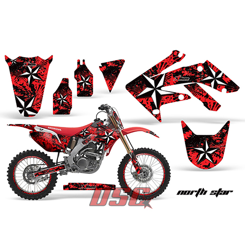 North Star Motocross Red Decal Graphic Wrap Kit 2010-2012 Honda CRF 250R