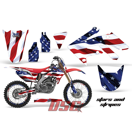 Moto 2010-2012 Honda CRF 250R Stars and Stripes Decal Graphic Wrap Kit