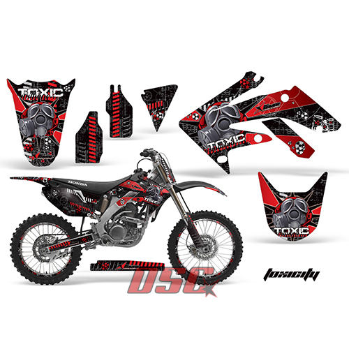 2004-2009 Honda CRF 250R Toxcity Red and Black Moto Vinyl Graphic Wrap Kit