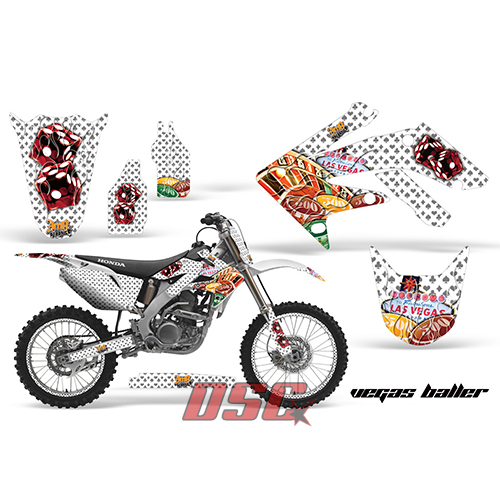 Honda CRF 250R 2010-2012 Vegas Baller White Dirt Bike Vinyl Sticker Graphic Wrap Kit