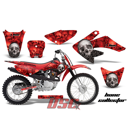 Off Road 2004-2010 Honda CRF 80 Red Bone Collector Decal Graphic Wrap Kit